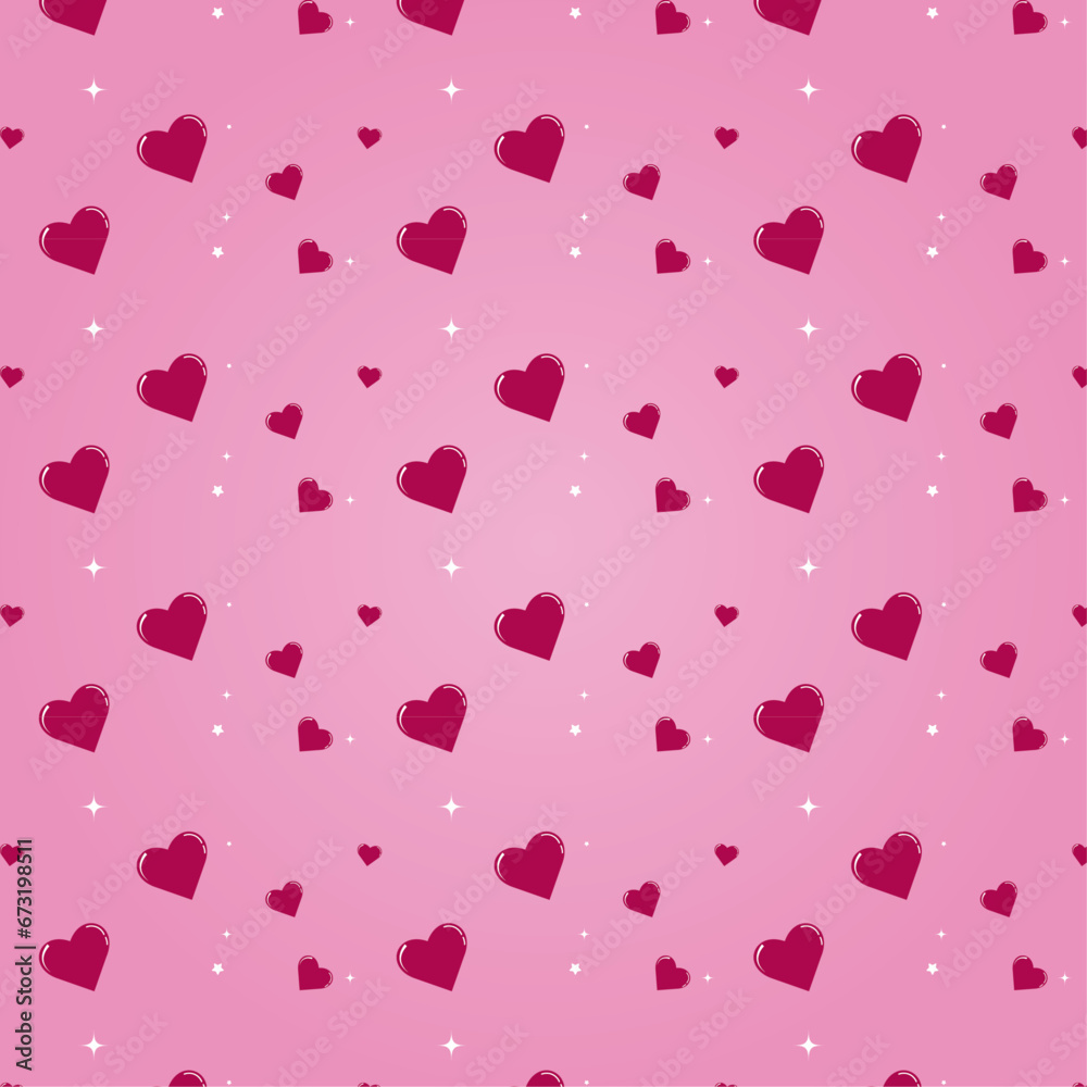 Rosy heart seamless pattern vector illustration on pink background for decor and printing use.