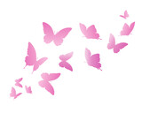 set of pink butterflies