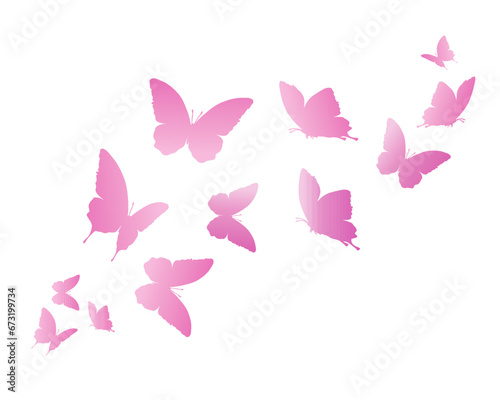 set of pink butterflies