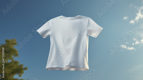 Floating blank white t shirt mockup.