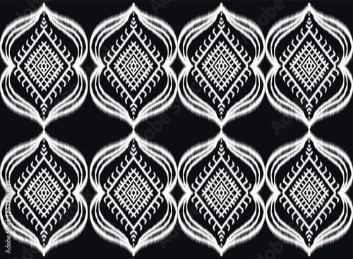  Beautiful Aztec Ikat Tribal Pattern Art Background black white abstract ethnic folk embroidery geometric shapes background wallpaper vector illustration print decorative design classic
