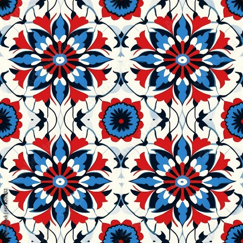 Ottoman Iznik Tile Ornament Pattern photo