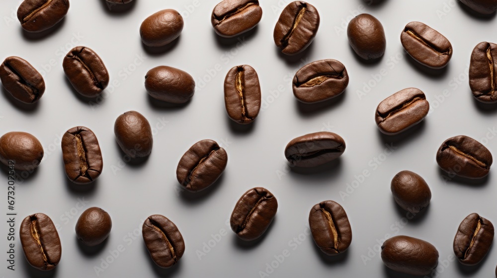 Coffee beans levitate on a white background Coffee beans levitate on a white background