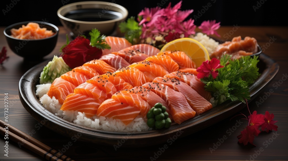 close up of such a delicious sashimi sushi set close up of such a delicious sashimi sushi set
