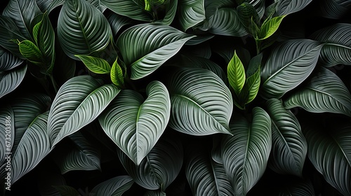 Gray and green calathea lutea leaves patterned background photo