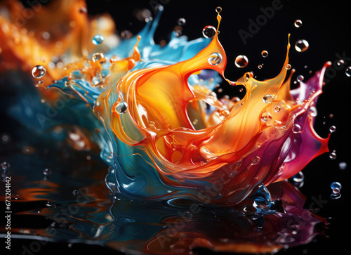Bright colorful strokes of paint. Abstract multi-colored background, explosion of colors. Artistic liquid splashes. Contemporary art.