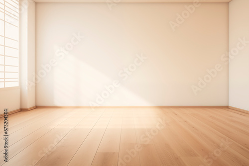 Image photo of empty wood floor with lighting background