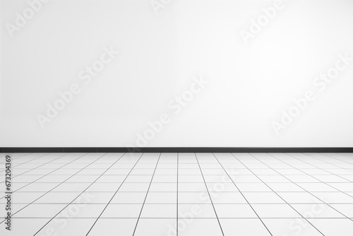 Fototapeta Naklejka Na Ścianę i Meble -  Image photo of empty tile floor with white wall