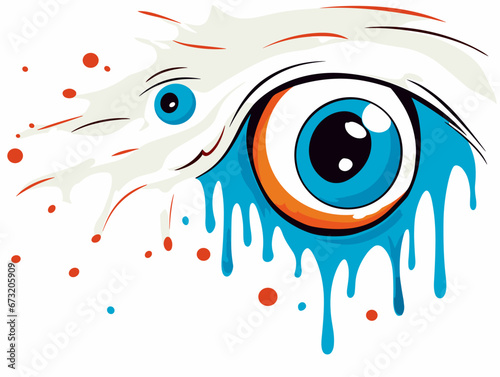 Drawing of Fun cartoon blot with surprise in eyes illustration separated, sweeping overdrawn lines.