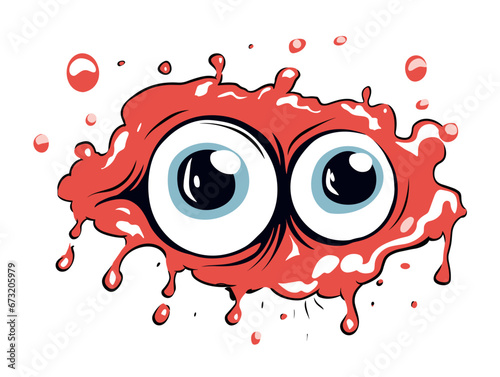 Drawing of Fun cartoon blot with surprise in eyes illustration separated, sweeping overdrawn lines.