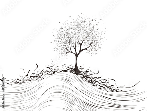 Drawing of Growing investment concept illustration separated, sweeping overdrawn lines.
