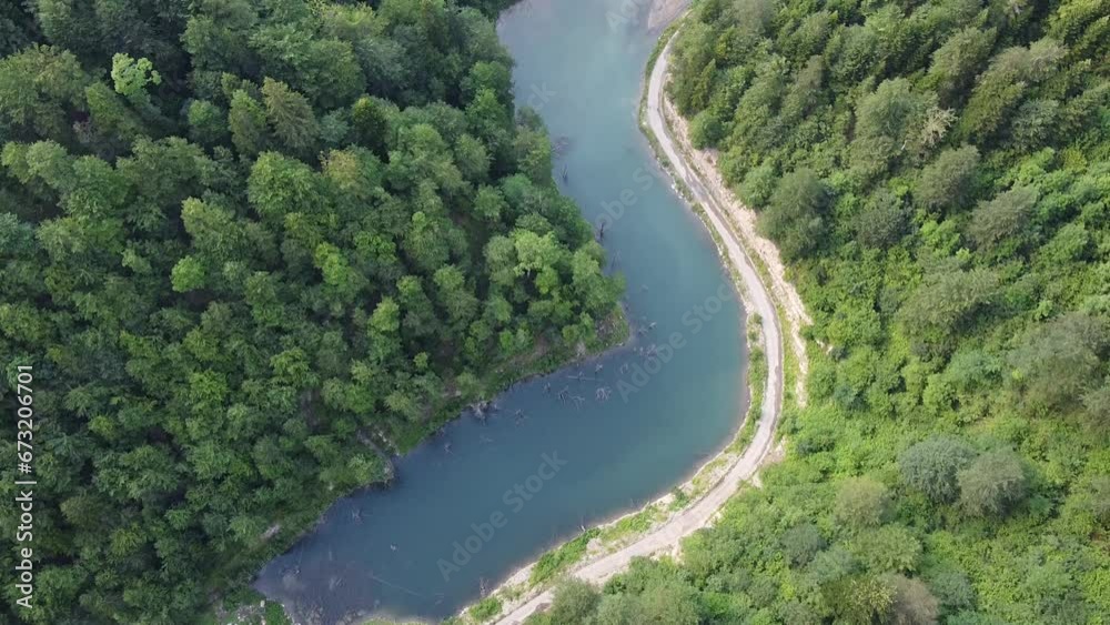Aerial view of the lake with drone video Aerial view of the lake with drone video