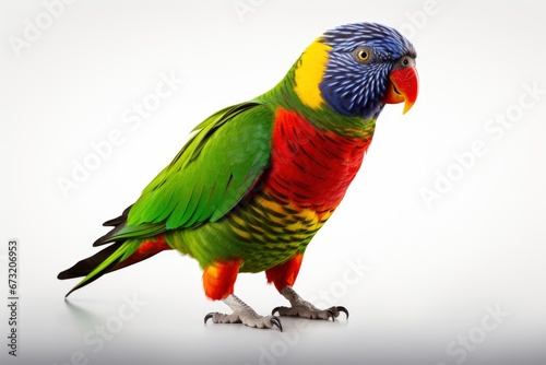 A Vibrant Parrot Showcasing Its Colors on a Clean Canvas Created With Generative AI Technology