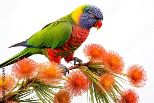 A Vibrant Avian Beauty on a Majestic Tree Branch Created With Generative AI Technology