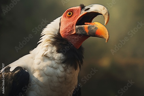 A Majestic King Vulture Sarcoramphus papa Bird with a Magnificent Beak Created With Generative AI Technology © Karlaage