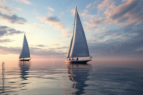 3D rendering of sailboats. Generative AI © Indigo
