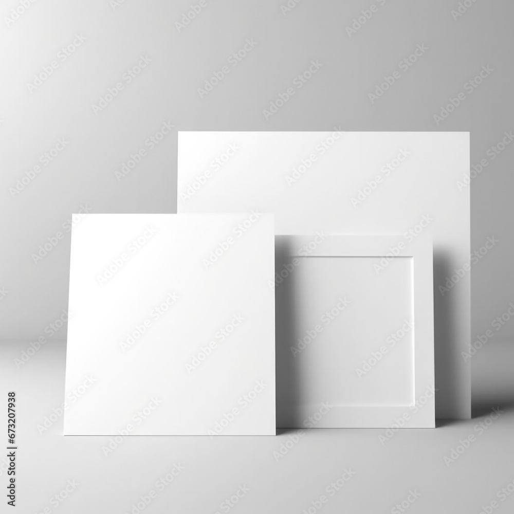Mockup of white blank greeting cards on white background Mockup of white blank greeting cards on white background