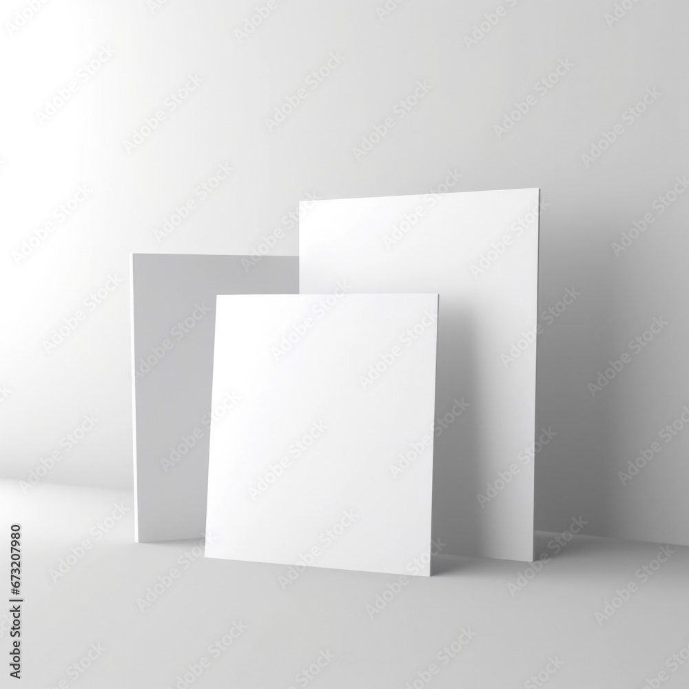 Mockup of white blank greeting cards on white background Mockup of white blank greeting cards on white background