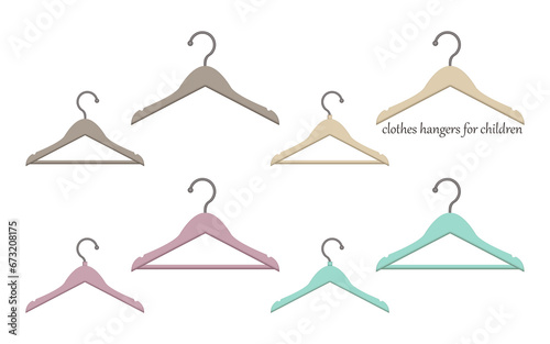 Colored clothes hangers isolated on white background. Large set. Realistic drawing png