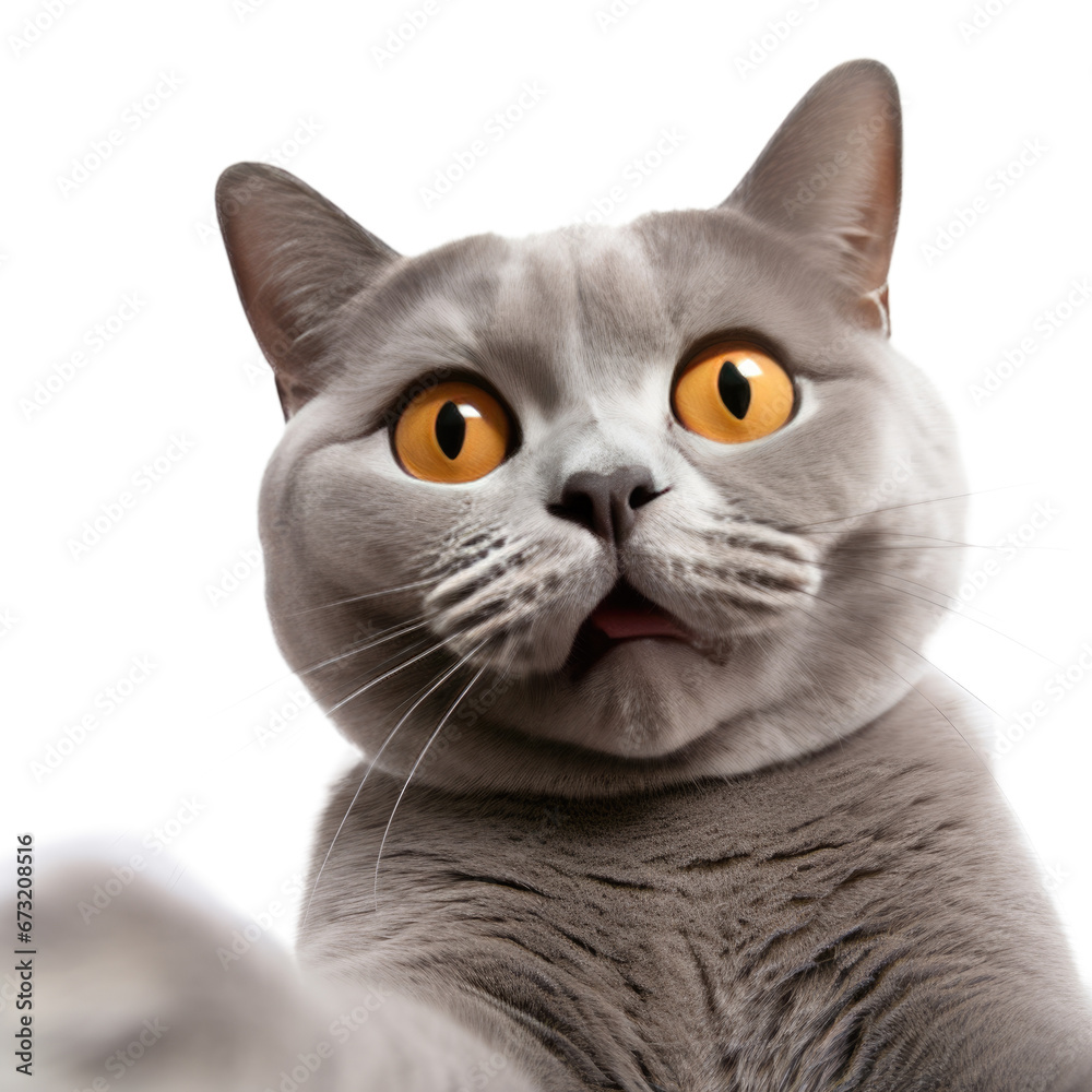 Portrait of british shorthair cat isolated on a white transparent background png