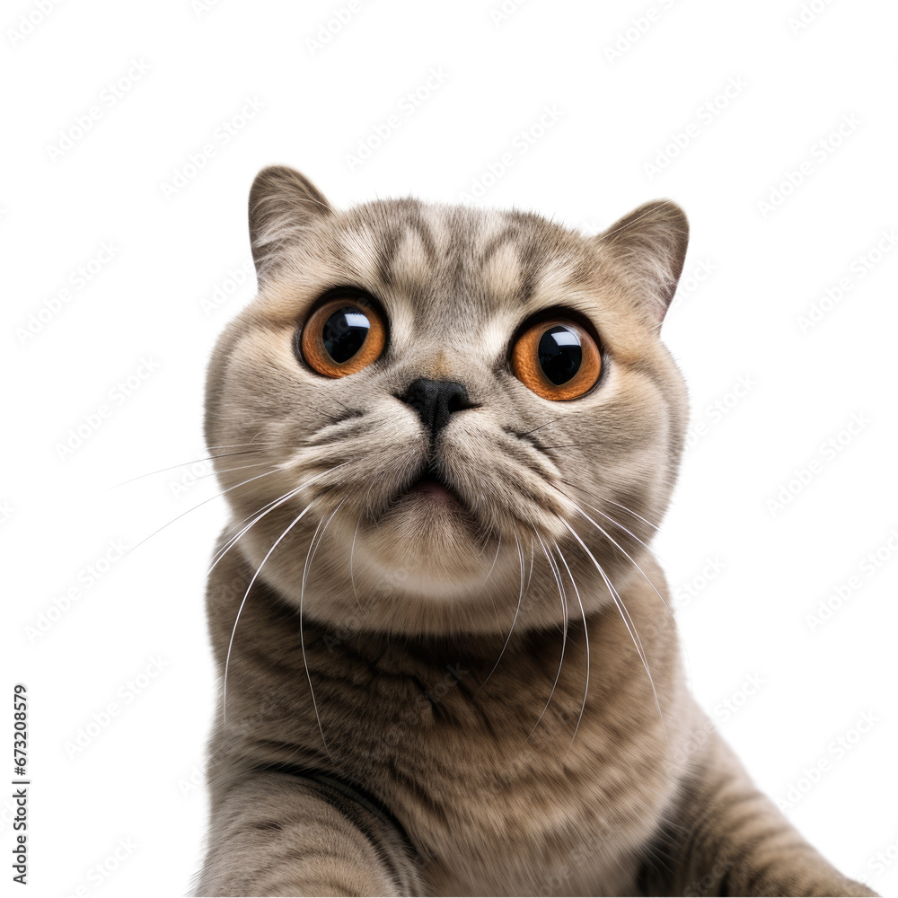 Portrait of scottish fold cat isolated on a transparent background png