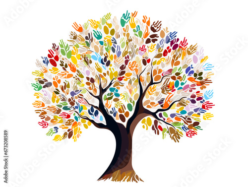 Drawing of Isolated diversity tree hands illustration. illustration separated, sweeping overdrawn lines.