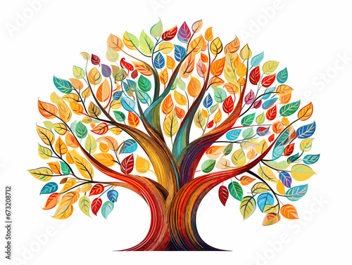 Drawing of Isolated diversity tree hands illustration. illustration separated, sweeping overdrawn lines.