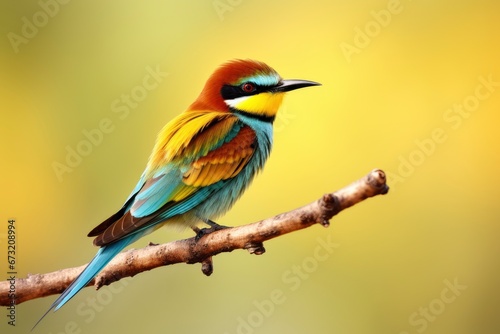 A Vibrant European bee eater Avian Perched Upon a Majestic Tree Branch Created With Generative AI Technology
