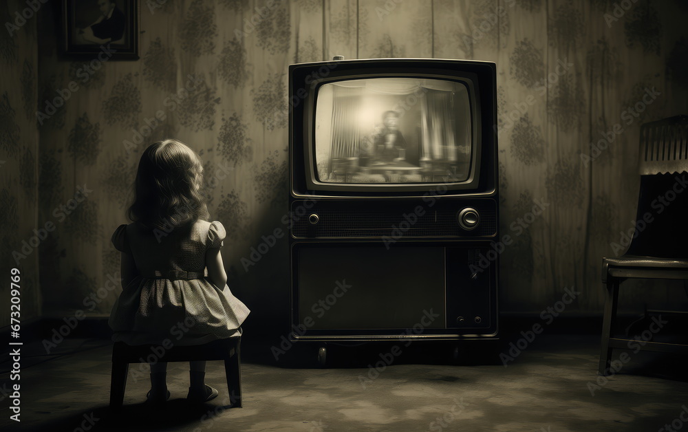 scary vintage TV.
 - obrazy, fototapety, plakaty 