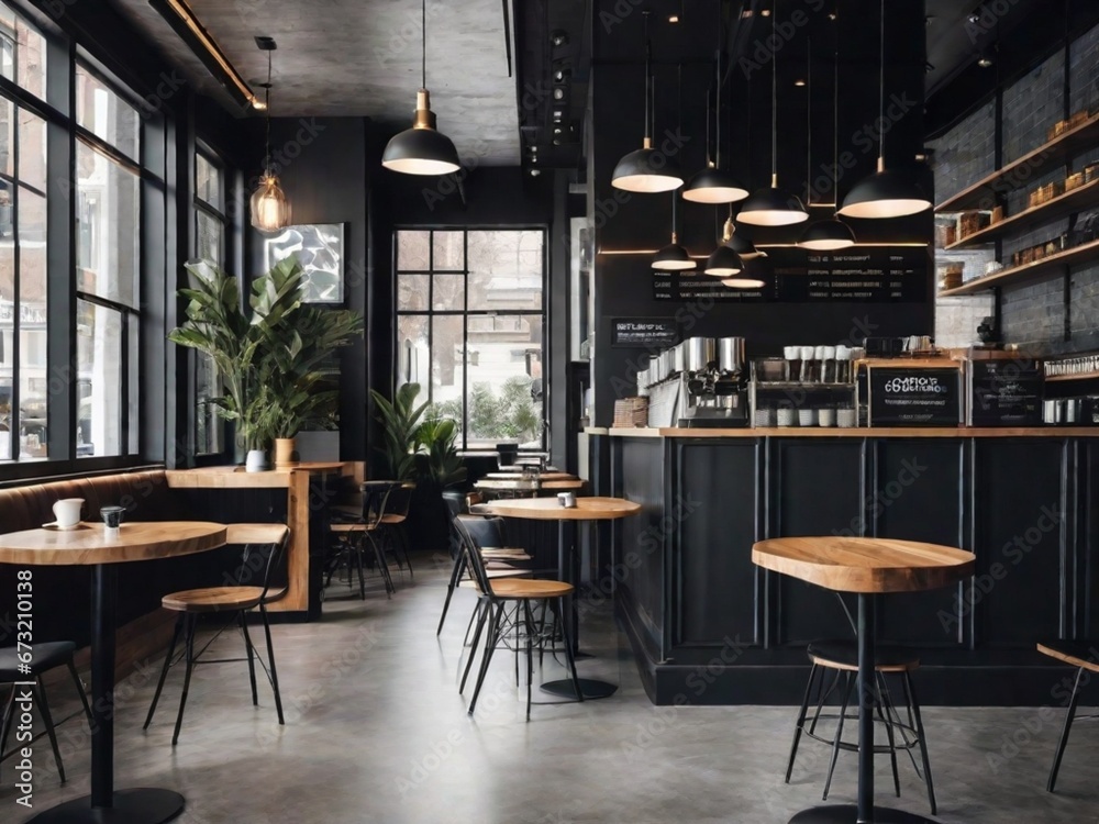high contrast, high resolution of a modern coffee shop