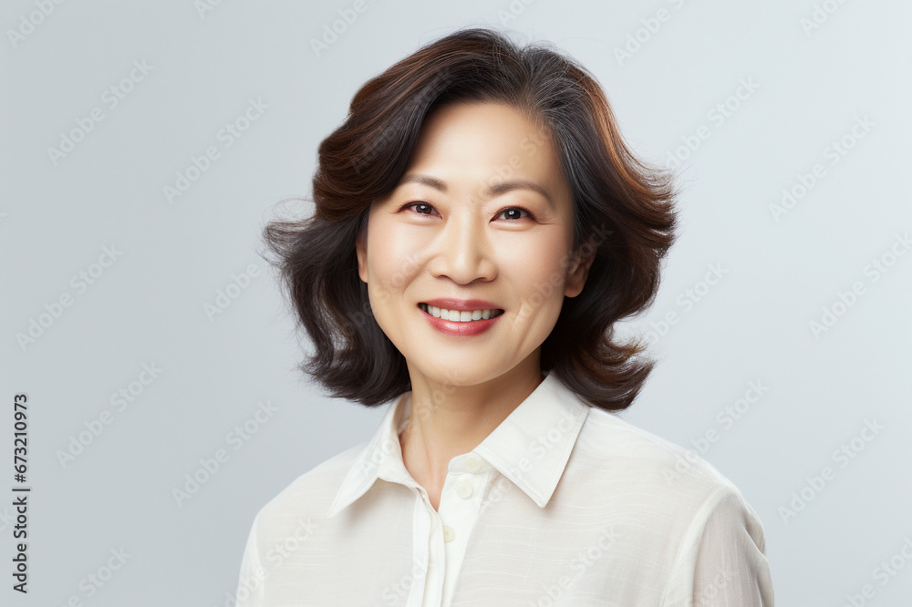 Portrait of an Asian mature woman, an example of ageless beauty Portrait of an Asian mature woman, an example of ageless beauty