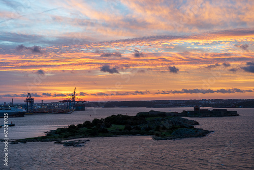 Gothenburg, Sweden: Beautiful sunrise in the harbor