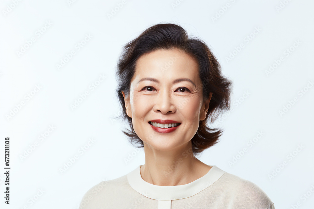 Senior Asian lady on a white background, Mature woman, beauty Senior Asian lady on a white background, Mature woman, beauty