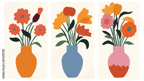 vector colorful flowers in ...