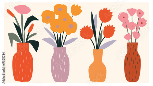 vector colorful flowers in ...