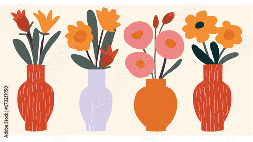 vector colorful flowers in ...