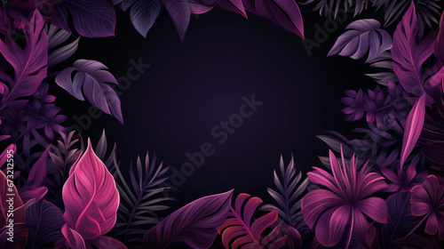 Tropical leaves border background