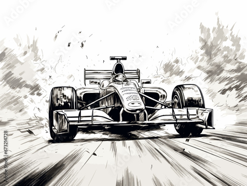 Drawing of Race winner illustration separated, sweeping overdrawn lines.