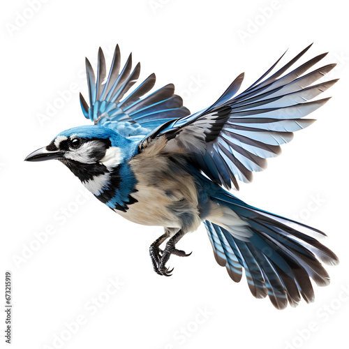 Flying Blue Jay Bird