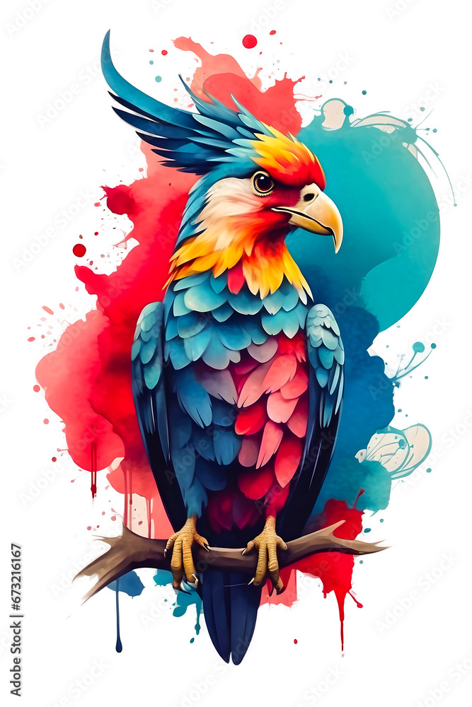 Obraz premium watercolor colorful bird on transparent background