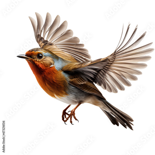 Flying European Robin Bird