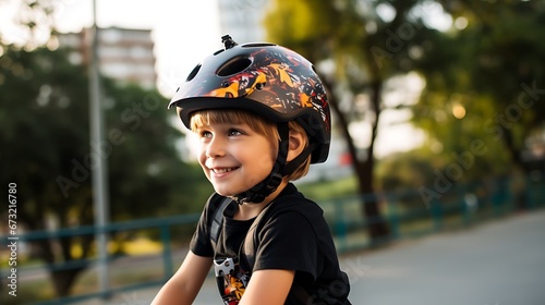 a child's helmet for skateboarding and biking.