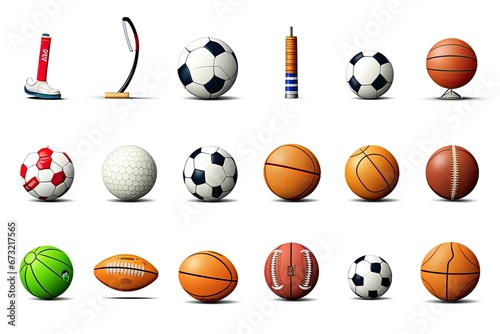 Collection of sport and ball icon collection  Sport and recreation for healthy life style concept isolated on white background