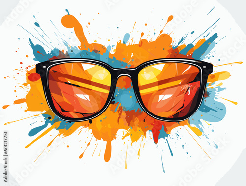 Drawing of Smiling Face with Sunglasses icon illustration separated, sweeping overdrawn lines.