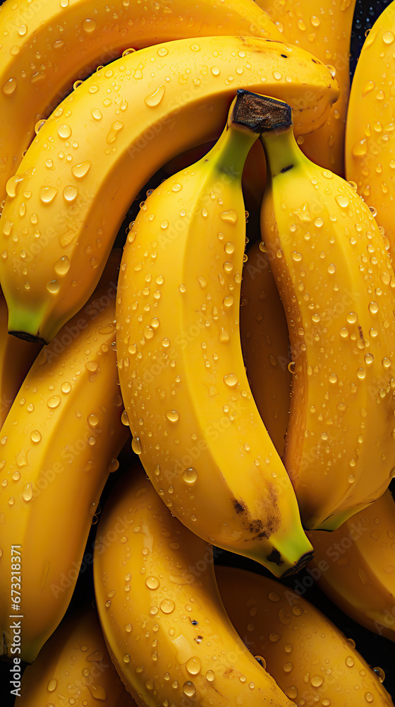 Dew-Kissed Bananas: A Portrait of Freshness,close up of bananas
