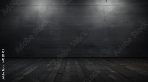 Elegantly Lit Empty Black Room, Perfect for Presentations
