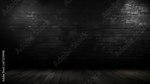 Vacant Black Room with Stylish Lighting, Presentation Setting © Christopher