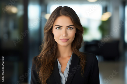 Generative AI portrait of amazing gorgeous office worker young woman ready for conference