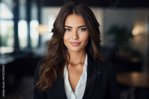 Generative AI picture portrait of attractive office worker young woman © Tetiana