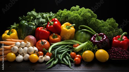 Assortment of Fresh Organic Vegetables With Copy Space Background Defocused